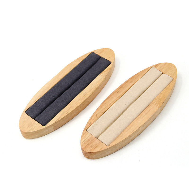 Oval Discreet Wooden Jewelry Display Plate Props For Ear Studs Rings Exhibition