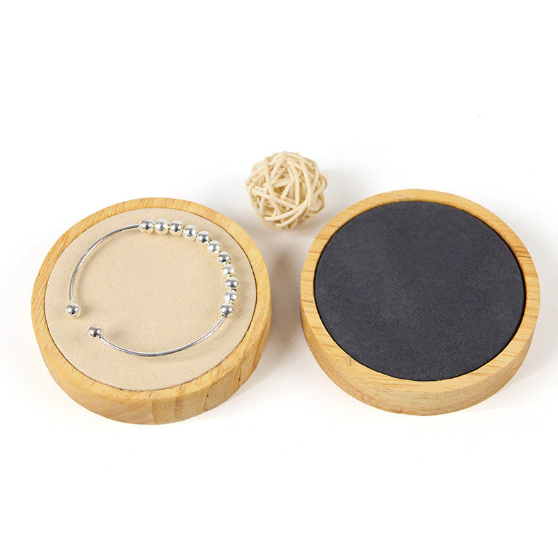 Soft Velvet Lining Wooden Jewelry Display Plate Single Slot For Ear Ring Pendant