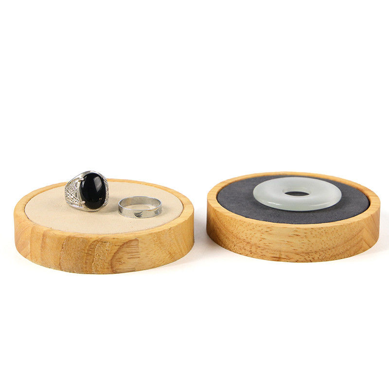 Soft Velvet Lining Wooden Jewelry Display Plate Single Slot For Ear Ring Pendant