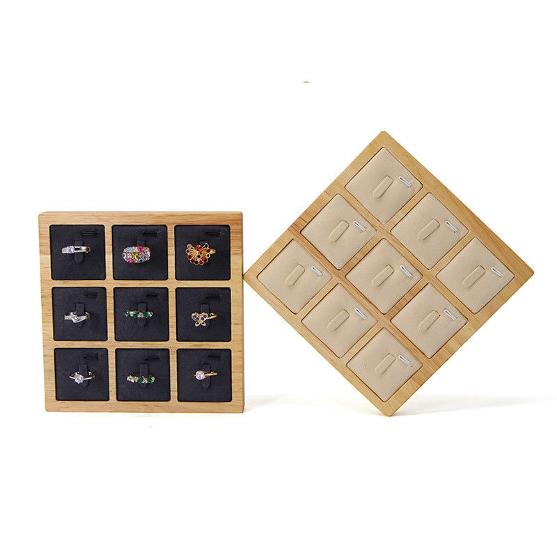 3x3 Multi Cells Solid Wood Jewellery Presentation Tray For Ear Rings Studs Exhibition