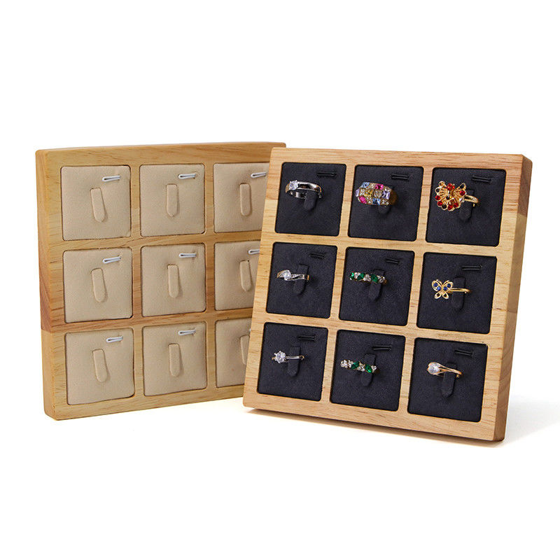 3x3 Multi Cells Solid Wood Jewellery Presentation Tray For Ear Rings Studs Exhibition