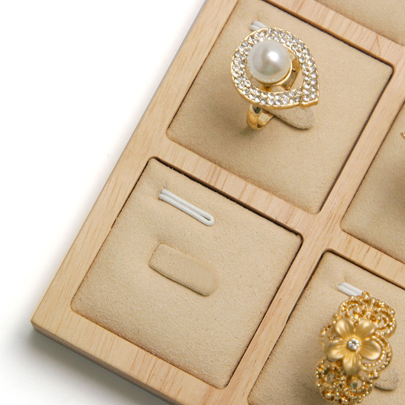3x3 Multi Cells Solid Wood Jewellery Presentation Tray For Ear Rings Studs Exhibition