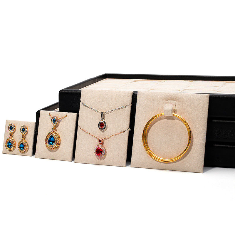 Large Capacity Practical PU Leather Jewelry Exhibition Props Luxury Display Tray
