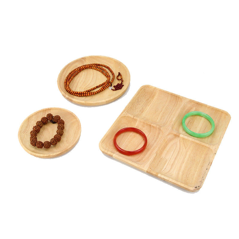 Multiple Shapes Jewelry Display Plate Wooden Bracelet Display Exhibition Tray