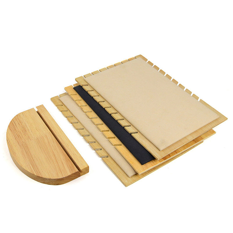 Notched-Edge Wooden Pendant Display Panel Stand Necklace Exhibition Holder