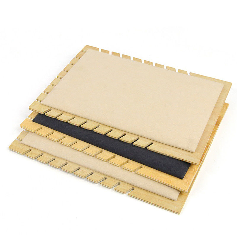 Notched-Edge Wooden Pendant Display Panel Stand Necklace Exhibition Holder