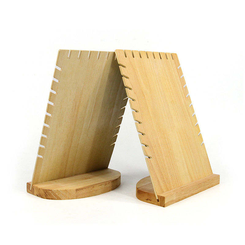 Notched-Edge Wooden Pendant Display Panel Stand Necklace Exhibition Holder