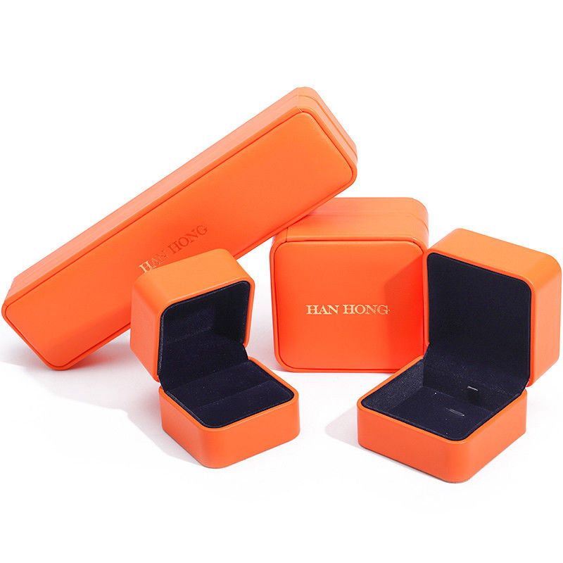 Hot-Stamping Smooth Faux Leather Jewelry Box Packaging Set Soft Velvet Lining