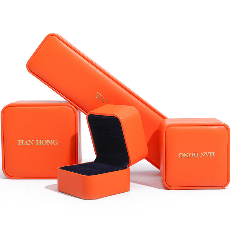 Hot-Stamping Smooth Faux Leather Jewelry Box Packaging Set Soft Velvet Lining