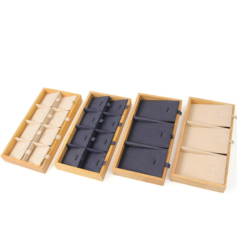 Multiple Cells Solid Wood Pendant Storage Rack Luxury Necklace Display Tray