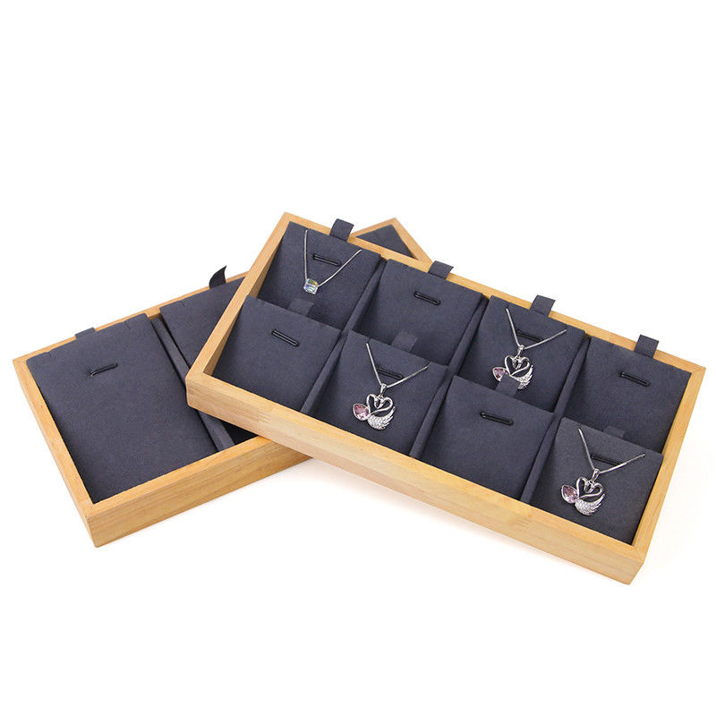 Multiple Cells Solid Wood Pendant Storage Rack Luxury Necklace Display Tray