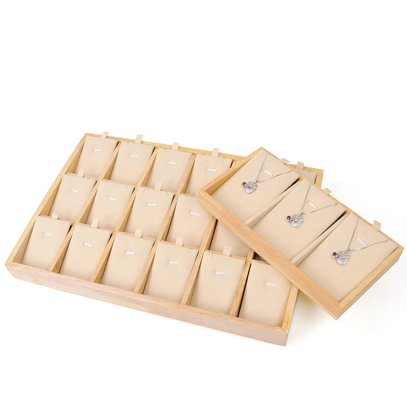 Multiple Cells Solid Wood Pendant Storage Rack Luxury Necklace Display Tray