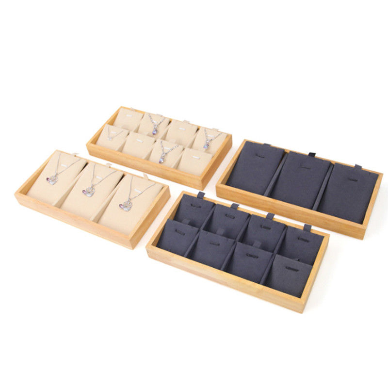 Multiple Cells Solid Wood Pendant Storage Rack Luxury Necklace Display Tray