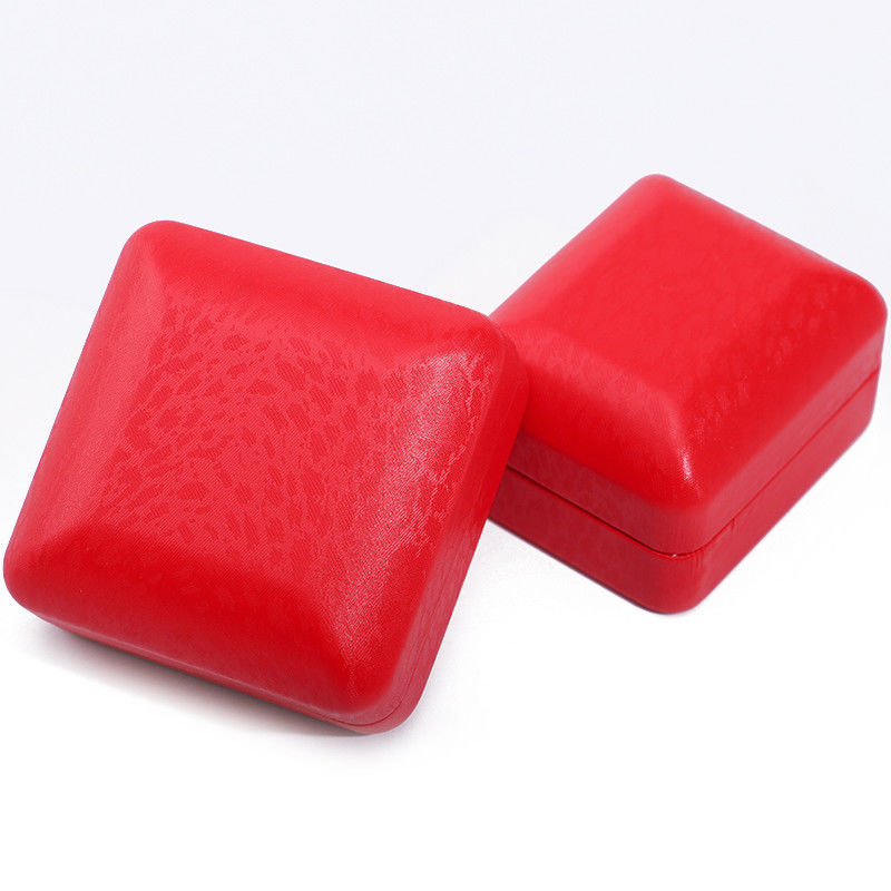 Red Convex Roof PU Leather Luxury Jewelry Box Set with Snow Grain Velvet Lining