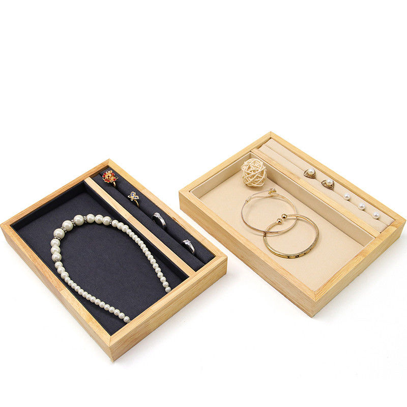 Solid Wooden Multi-Function Jewelry Display Holder Tray for Ring Pendant Ear Stud
