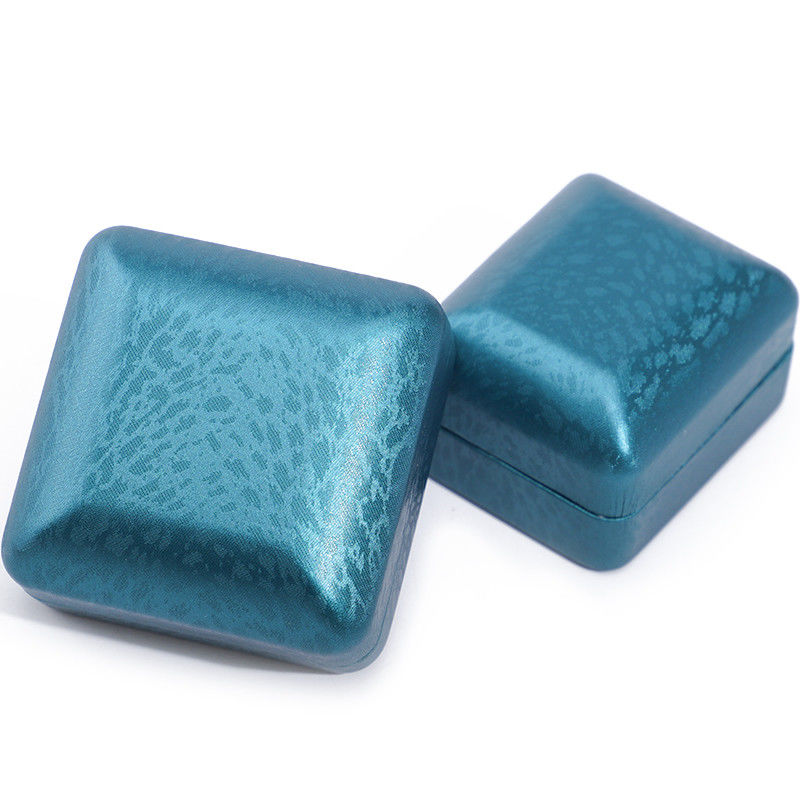 Peacock Blue Snow Grain PU Leather Jewelry Box , Luxury Jewelry Set Gift Box OEM