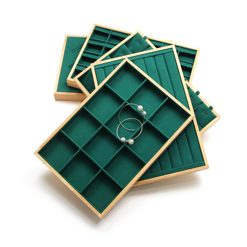 Custom Wooden Jewelry Display Plate Multiple Compartments for Ring Ear Studs Pendant