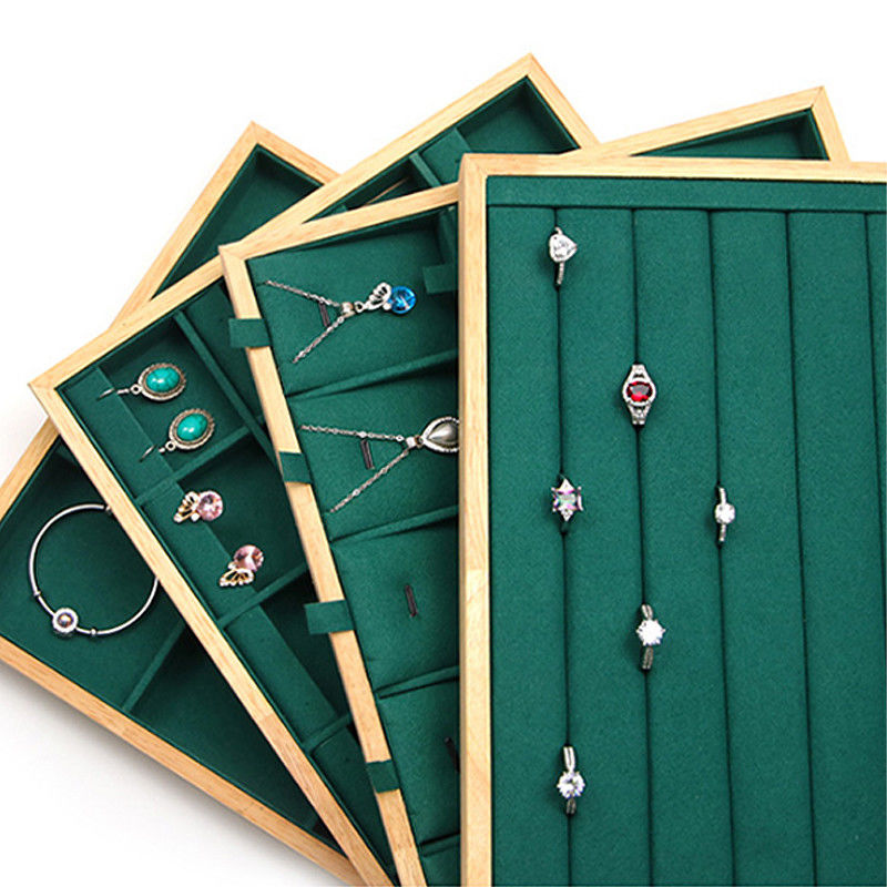 Custom Wooden Jewelry Display Plate Multiple Compartments for Ring Ear Studs Pendant