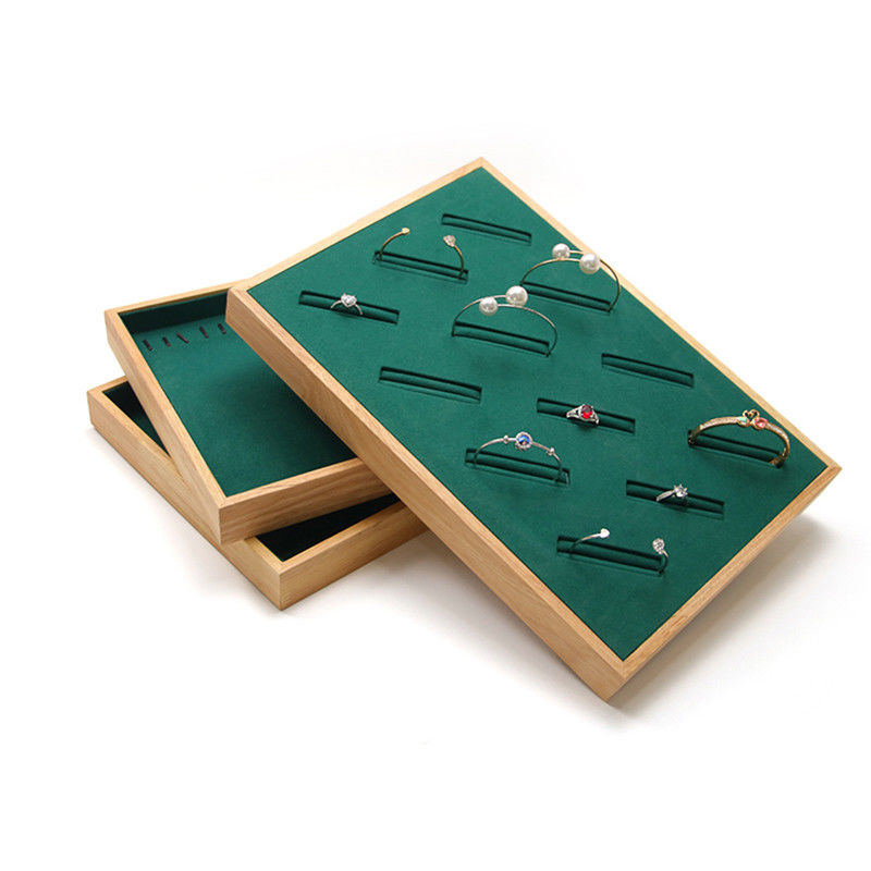 Custom Wooden Jewelry Display Plate Multiple Compartments for Ring Ear Studs Pendant
