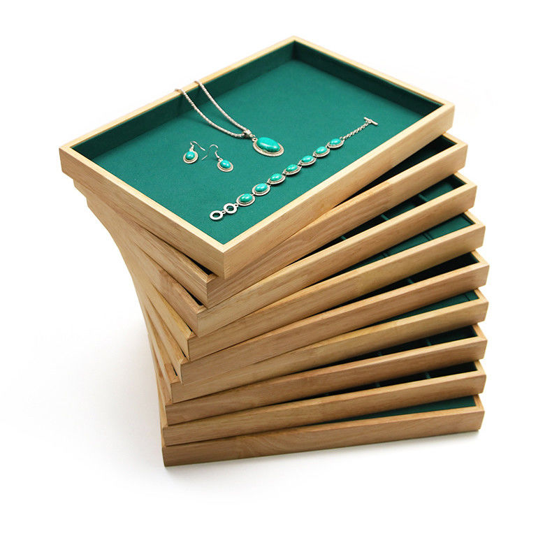 Custom Wooden Jewelry Display Plate Multiple Compartments for Ring Ear Studs Pendant