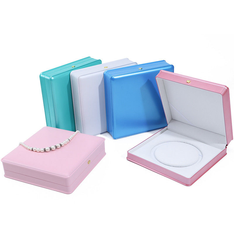 Soft Touch Macaron Color Plastic Pearl Necklace Storage Box Jewelry Packaging
