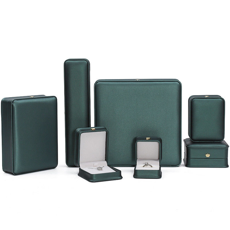 Crown Ornament Round-Corner PU Leather Jewelry Storage Box Set for Pendant Rings