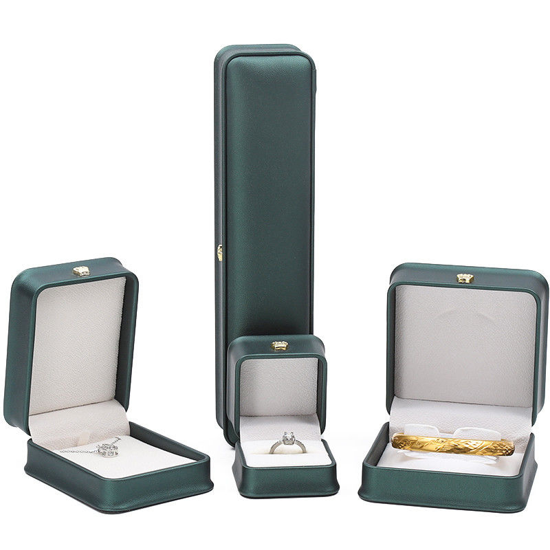 Crown Ornament Round-Corner PU Leather Jewelry Storage Box Set for Pendant Rings