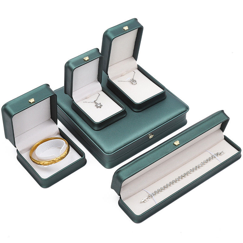 Crown Ornament Round-Corner PU Leather Jewelry Storage Box Set for Pendant Rings