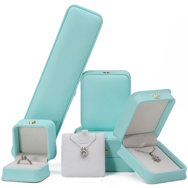 Round Corner Arc Shaped PU Leather Luxury Jewelry Box Set with Crown Ornament