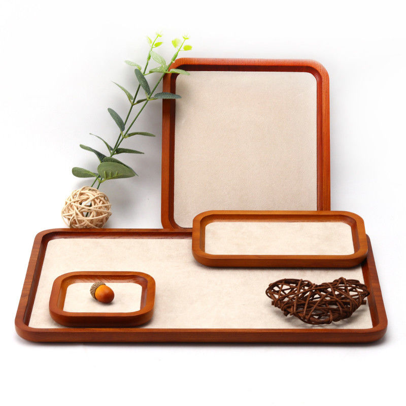 Durable Solid Wood Jewelry Display Tray Luxury Props For Ring Pendant Display