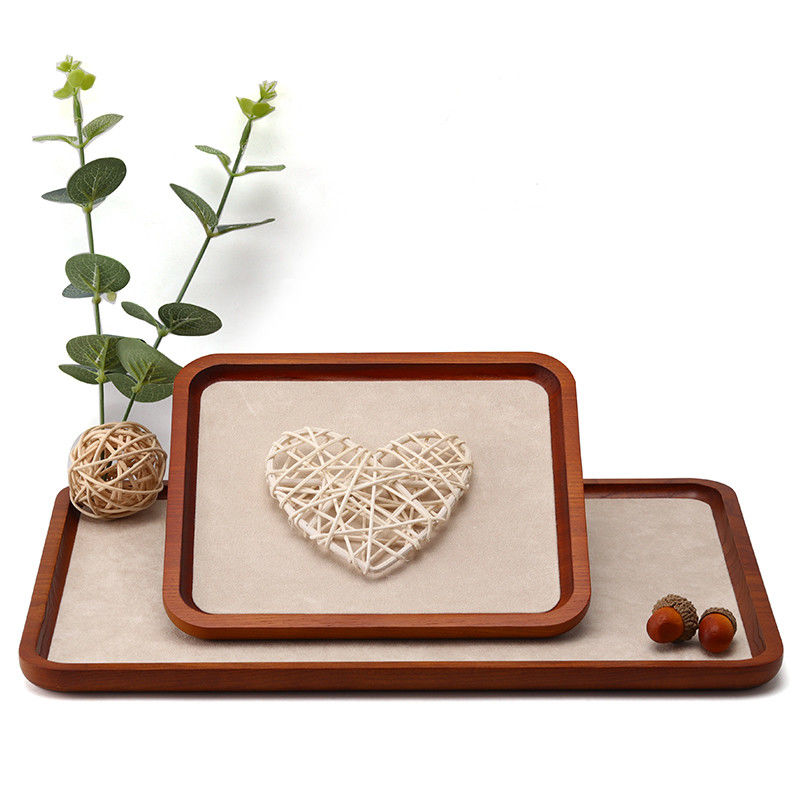 Durable Solid Wood Jewelry Display Tray Luxury Props For Ring Pendant Display