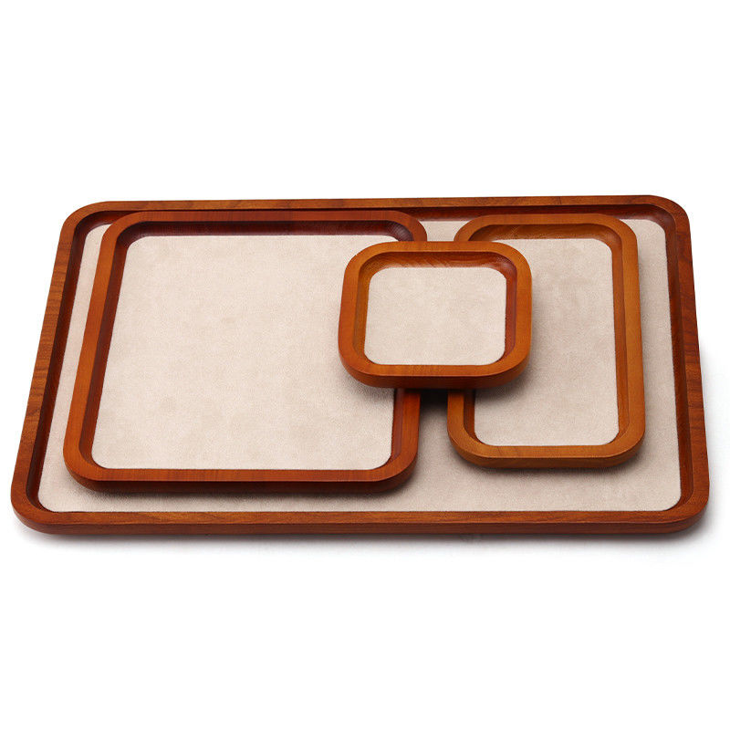 Durable Solid Wood Jewelry Display Tray Luxury Props For Ring Pendant Display