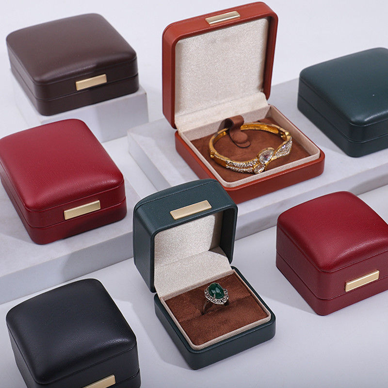 Soft Touch Convex Roof Faux Leather Jewelry Packaging Box Set for Ring Bracelet