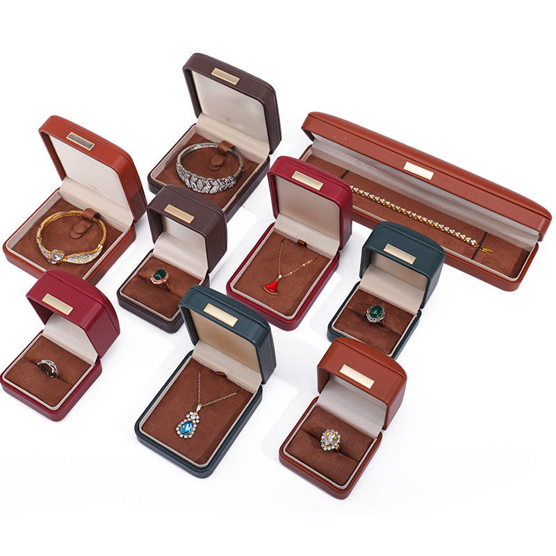 Soft Touch Convex Roof Faux Leather Jewelry Packaging Box Set for Ring Bracelet