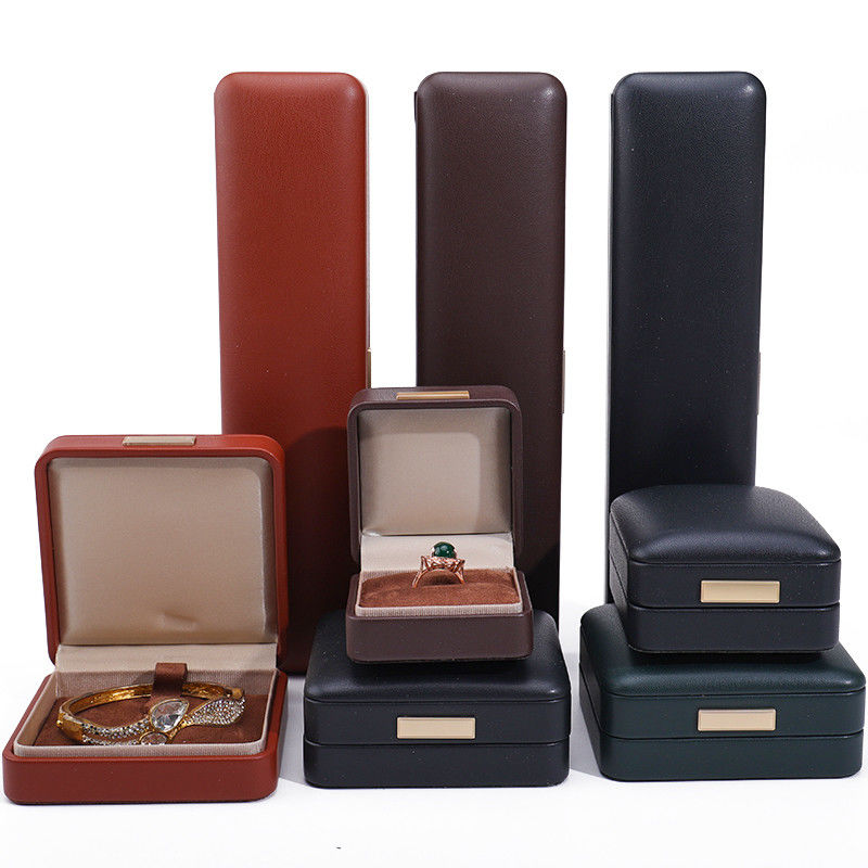 Soft Touch Convex Roof Faux Leather Jewelry Packaging Box Set for Ring Bracelet
