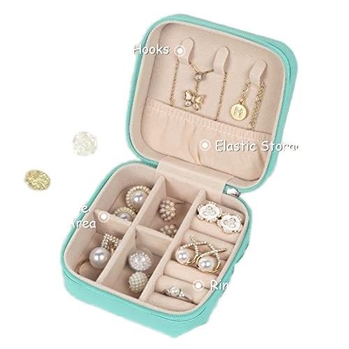 Multiple Compartments PU Leather Travel Jewelry Organizer Box Zipper Bag