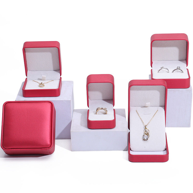 Noble Red PU Leather Luxury Jewelry Packaging Box Set with Soft Velvet Lining