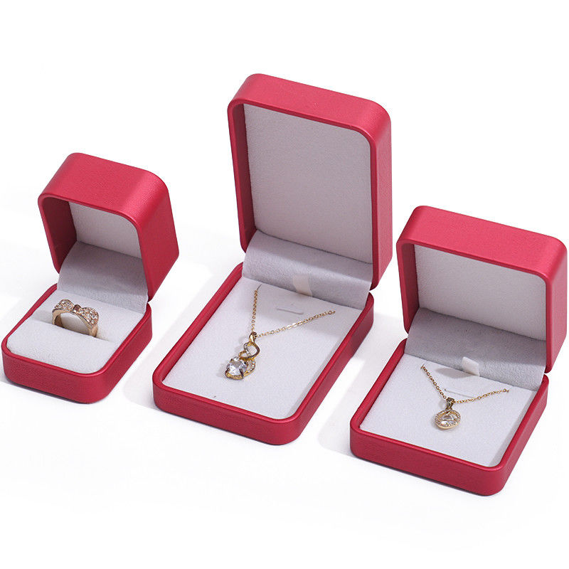 Noble Red PU Leather Luxury Jewelry Packaging Box Set with Soft Velvet Lining