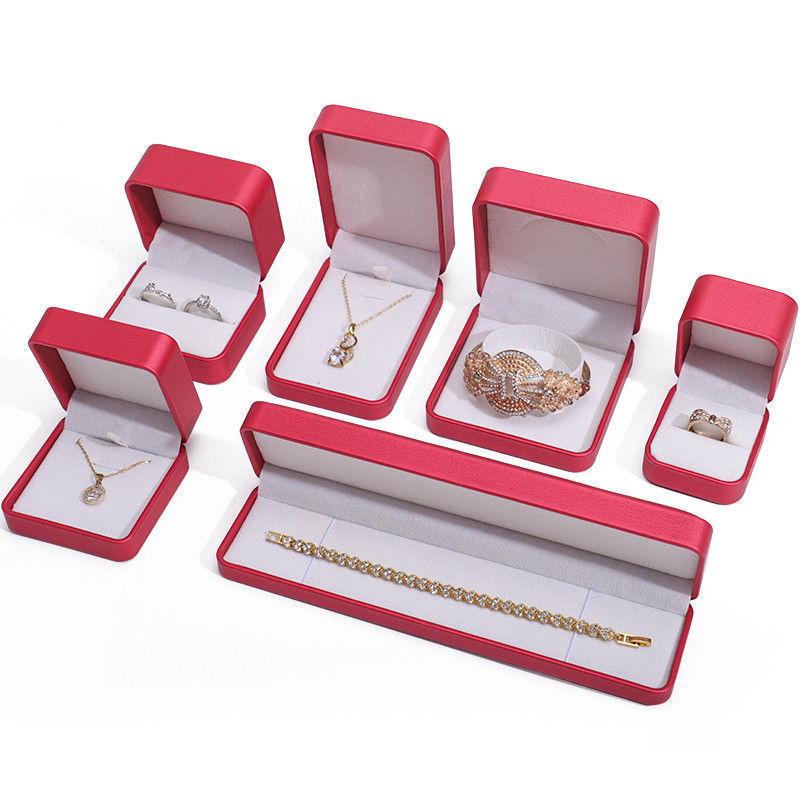 Noble Red PU Leather Luxury Jewelry Packaging Box Set with Soft Velvet Lining