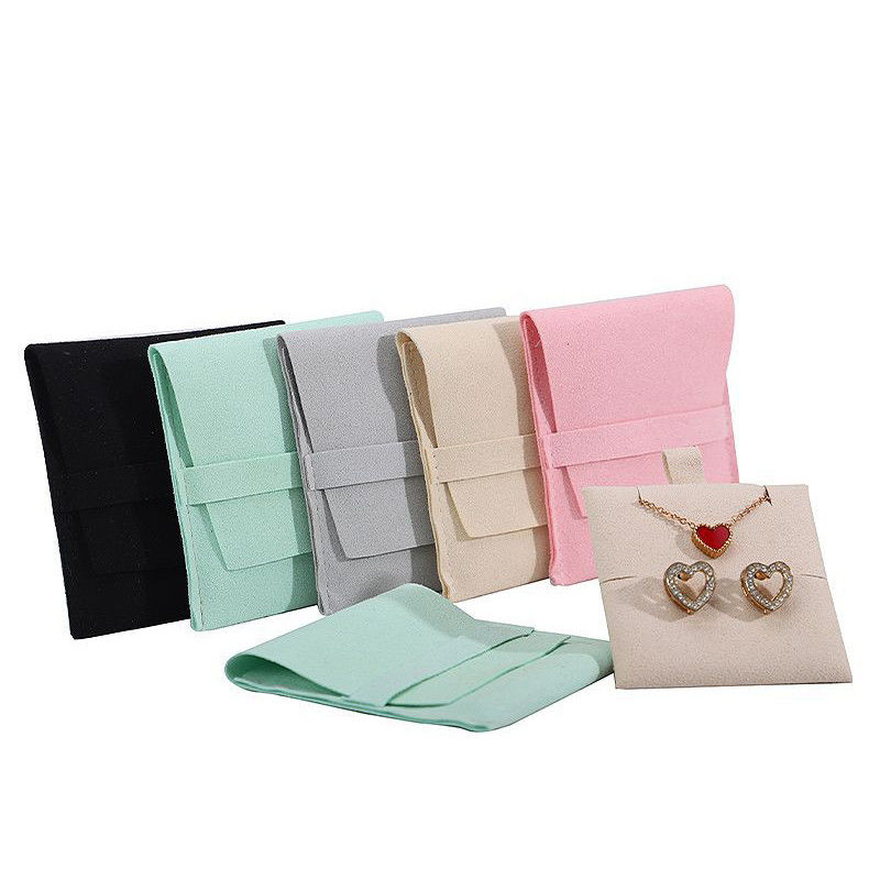Soft Touch Microfiber Jewelry Storage Pouch with Removable Divider for Earrings