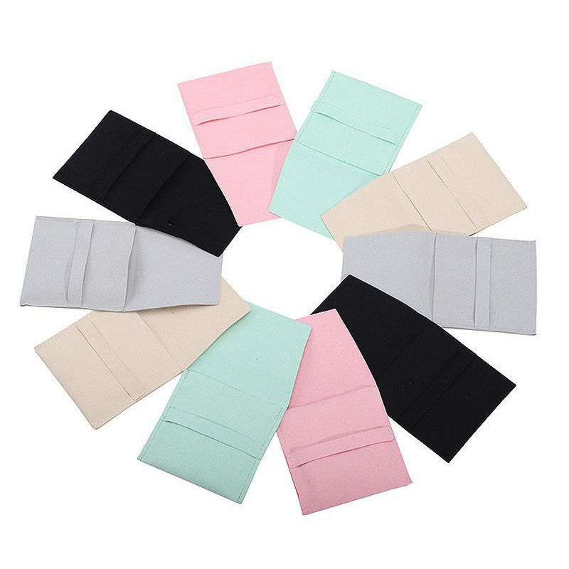 Soft Touch Microfiber Jewelry Storage Pouch with Removable Divider for Earrings