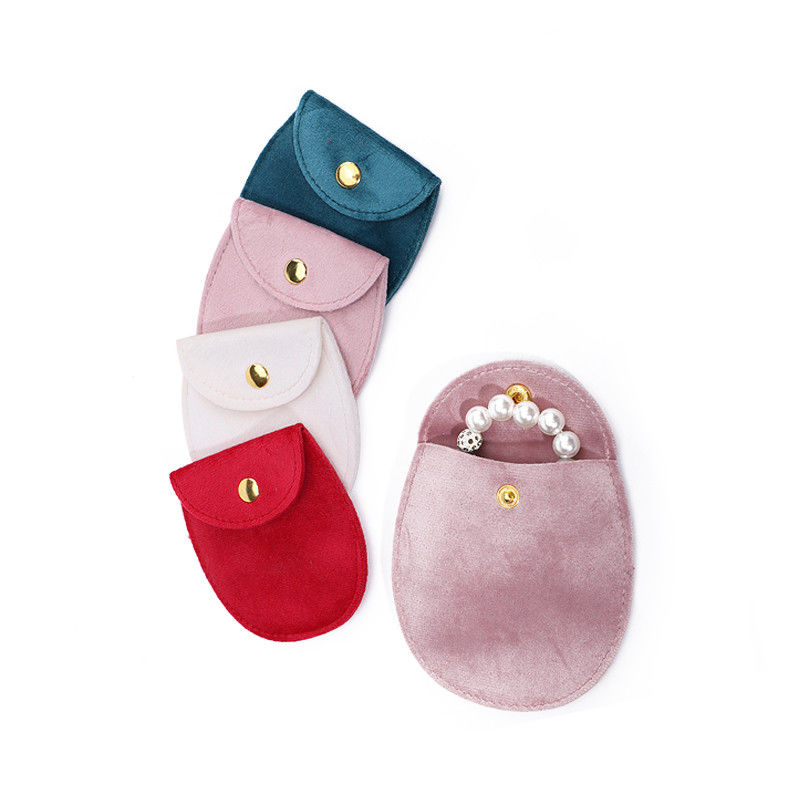 Sleek Egg Shaped Soft Velvet Jewelry Bag Accompaniment Chic Jewelry Pocket