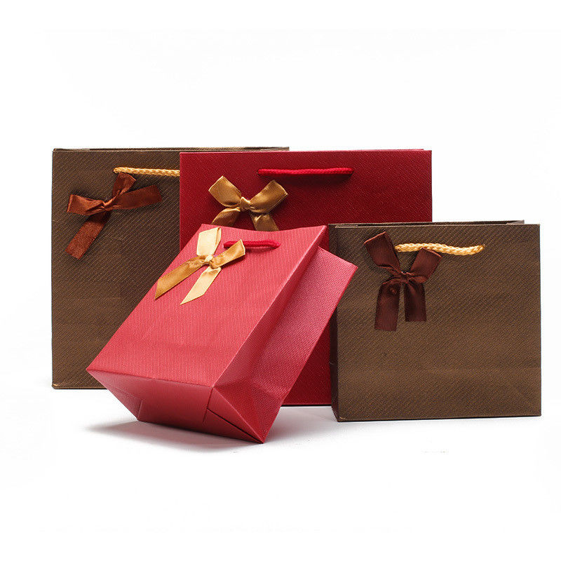 Twill Grain Tasteful Cardboard Paper Tote Gift Bags Jewelry Packaging Holder