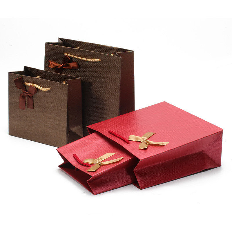Twill Grain Tasteful Cardboard Paper Tote Gift Bags Jewelry Packaging Holder