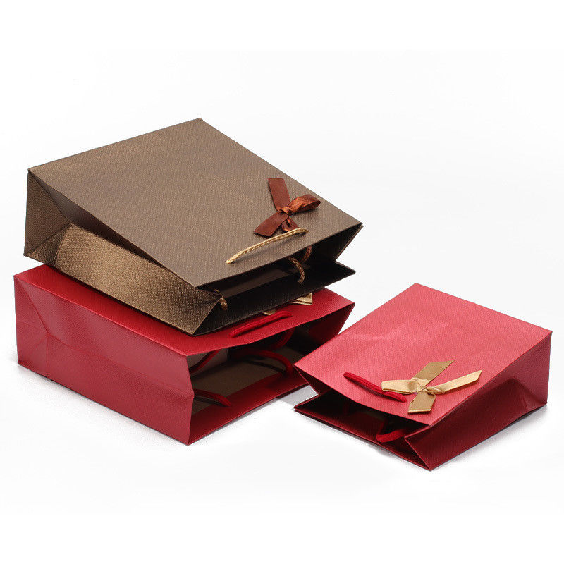 Twill Grain Tasteful Cardboard Paper Tote Gift Bags Jewelry Packaging Holder