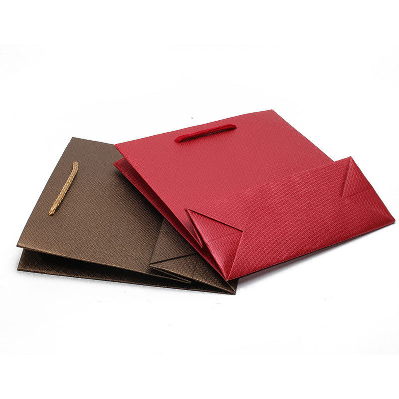 Twill Grain Tasteful Cardboard Paper Tote Gift Bags Jewelry Packaging Holder