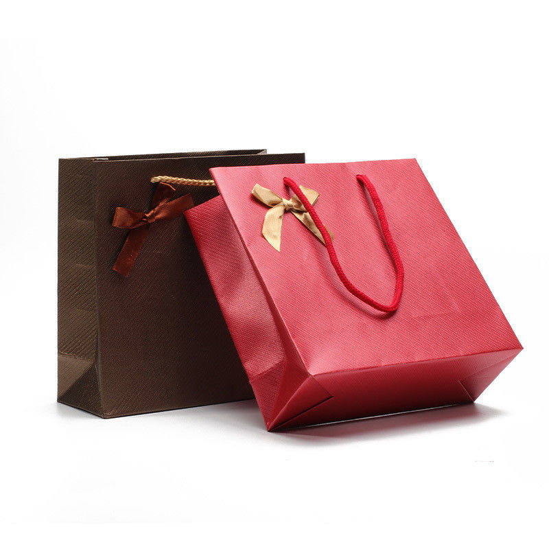 Twill Grain Tasteful Cardboard Paper Tote Gift Bags Jewelry Packaging Holder