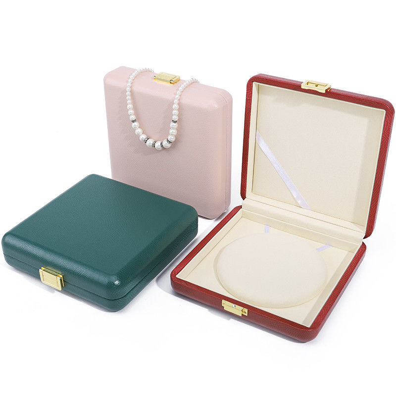 Sumptuous Durable PU Leather Pearl Necklace Packaging Case Large Jewelry Box