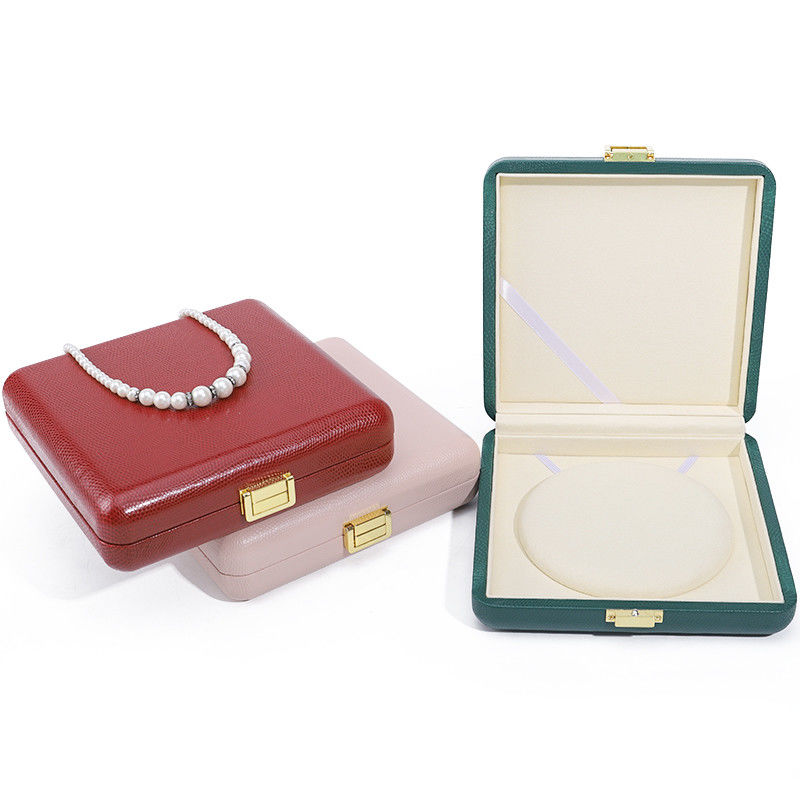 Sumptuous Durable PU Leather Pearl Necklace Packaging Case Large Jewelry Box