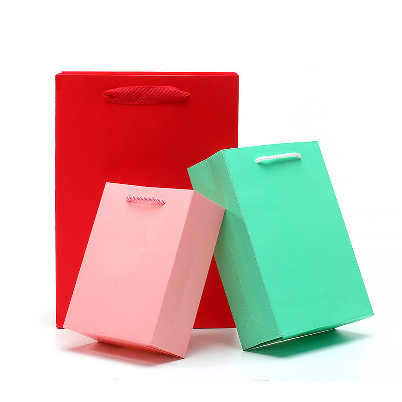 Chic Plain Macaron Color Cardboard Tote Bag Gift Treasure Packaging